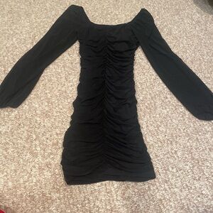 Elegant Black Ruched Dress